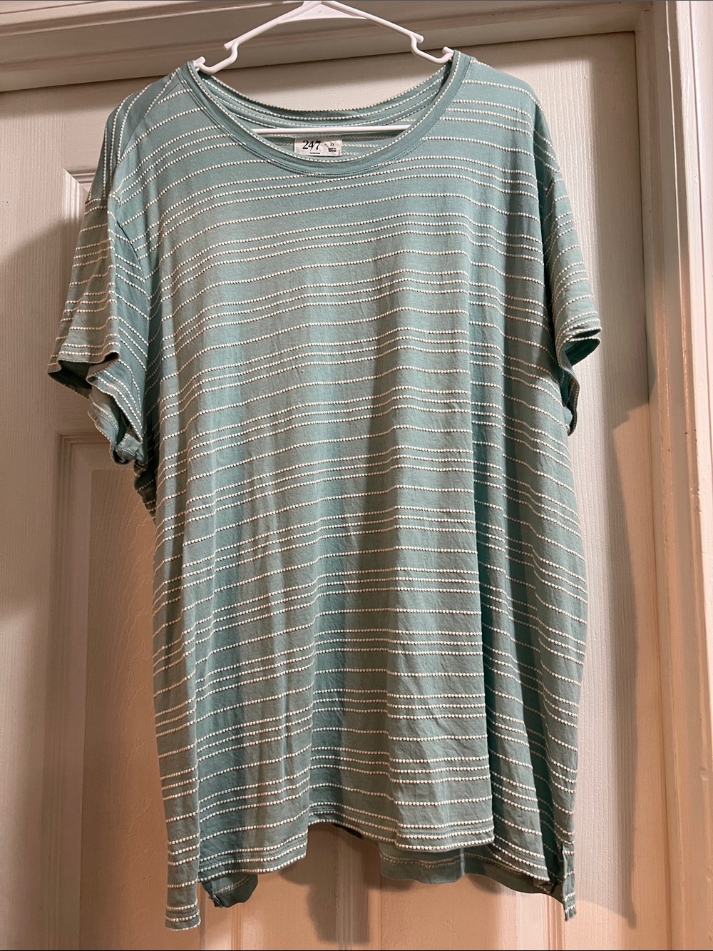 Everyday Sage Green Short-Sleeve Striped Tee
